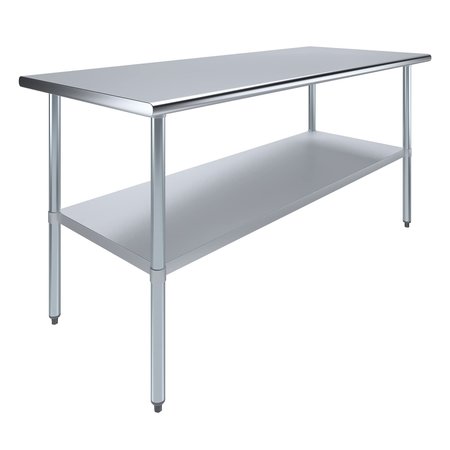AMGOOD Stainless Steel Metal Table with Undershelf, 72 Long X 30 Deep AMG WT-3072